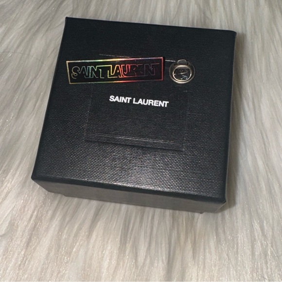 New in box Saint Laurent Logo/ Rainbow Pin - Picture 3 of 7